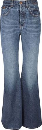 Chlo&eacute; Blauwe Katoenen Jeans met Logo Detail - Dames - Flared Jeans - Blauw - W28 - Katoen - Jeans