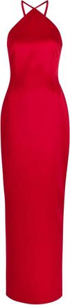 Solace London Fern satijnen maxi-jurk met halternek - Rood