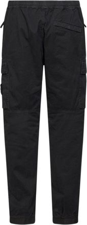 Stone Island Mens Organic Stretch Twill Cargo Trousers Black Cotton