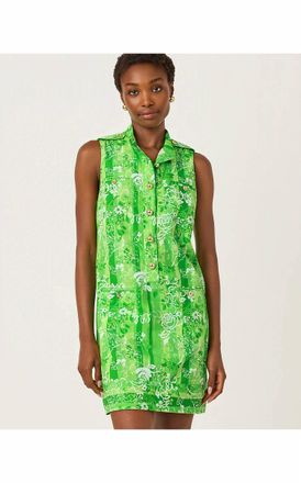 Lilly Pulitzer Zorella Shift Dress In Jackfruit Green Roseys Petals Overlay