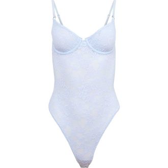 Fleur du Mal Le Stretch Lace Bodysuit in Forget Me Not at Nordstrom, Size X-Small
