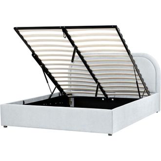 Beliani Letto contenitore moderno EU Matrimoniale 140 x 200 cm Tessuto Azzurro Quillien