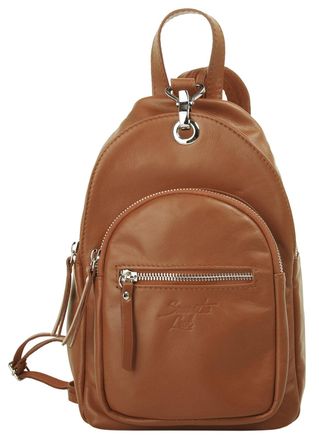 Samantha Look Cityrucksack SAMANTHA LOOK, Damen, Gr. B/H/T: 28cm x 18cm x 10cm, onesize, braun (cognac), Leder, Rindsleder, beschichtet, leicht gl&auml;nzend, Rucks&auml;cke 