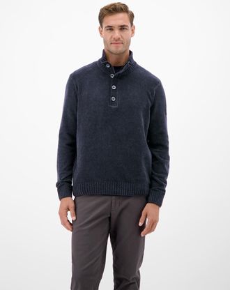 Lerros Strickpullover LERROS, Herren, Gr. XXL, classic navy, Strick, Obermaterial: 82% Baumwolle, 18% Polyester, unifarben, regular fit h&uuml;ftlang, Rundhals, F