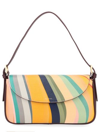 Paul Smith Dark Brown Swirl Pattern Leather Shoulder Bag