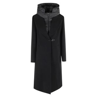 Fay Zwarte Lange Jas met Binnenste Bib - Dames - Parka Jassen - Zwart - 2XS - Jassen