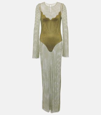 Galvan Gloria crystal-embellished maxi dress