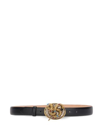 Roberto Cavalli snake-shaped buckle leather belt - women - Leather - 70 - Black