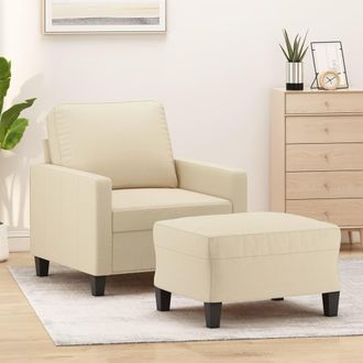 vidaXL Sill&oacute;n Con Taburete Tela Crema 60 Cm Vidaxl