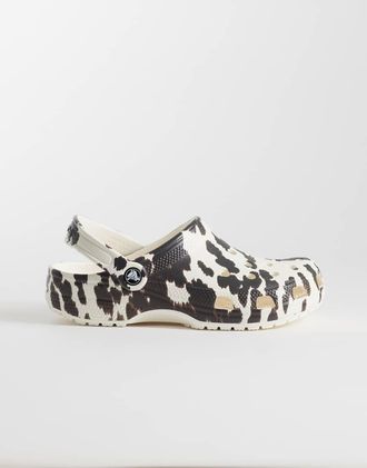 Crocs Zoccoli classici animalier con stampa pezzata-Marrone