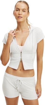 Cotton On Womens Active Sculpt Fleece Cap Sleeve Zip Through in Cloudy Grey Marle at Nordstrom, Size X-Large