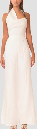 Azulu Zane Linen Jumpsuit In Ivory