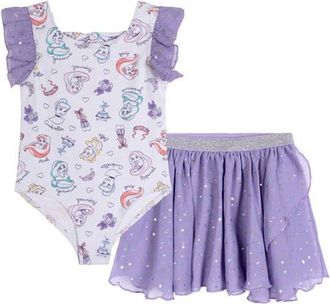 Disney Princess Gymnastics 2-Piece Leotard and Skirt Set in Princess Lavender at Nordstrom, Size 18M