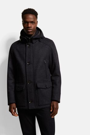 Bugatti Kurzjacke BUGATTI, Herren, Gr. 52, blau (marine), 56% Polyester, 33% Wolle, 11% Baumwolle, unifarben, regular fit, gerader Abschluss, Jacken Kurzjacke