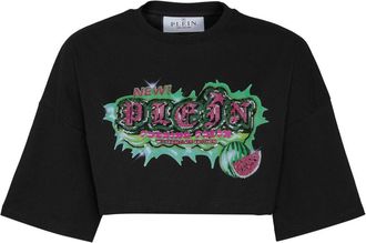 Philipp Plein Tutti Frutti cropped T-shirt - women - Cotton - S - Black