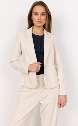 Soyaconcept Kurzblazer SOYACONCEPT SC-DANIELA 1, Damen, Gr. XXL, beige (cream), Web, Obermaterial: 73% Polyester, 24% Viskose, 3% Elasthan, unifarben, tailliert n