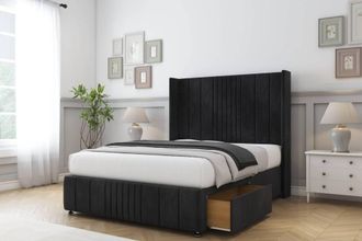 Comfort Beds Grace Naples Divan Base 2 Drawers - 54 Wingback-Footboard in Black | Size: King