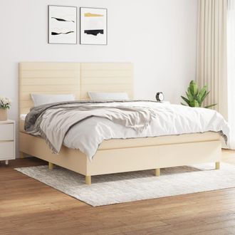vidaXL Vidaxl - Cama Box Spring Con Colch&oacute;n Tela Color Crema 180x200 Cm