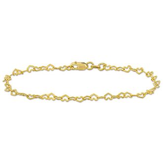 Amour 3mm Heart Link Bracelet in 14k Yellow Gold - 7.5 in