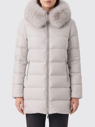 Moorer Knee-Length Water-Repellent Quilted Nylon Down Jacket with Fur Collar