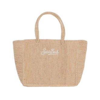 MC2 Saint Barth Natural Woven Tote Bag with Embroidered Logo