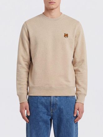 Maison Kitsun&eacute; Crewneck Cotton Sweatshirt with Applied Logo Patch