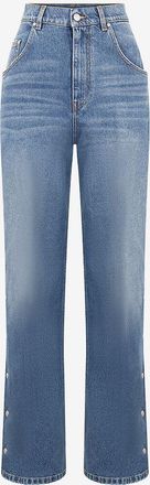 Stella McCartney Weite ausgewaschene Bio-Baumwolljeans mit seitlichen Druckkn&ouml;pfen