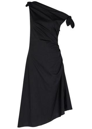 Staud Bellaria Ruched Stretch-cotton Midi Dress - Black - 12 (UK16 / XL)