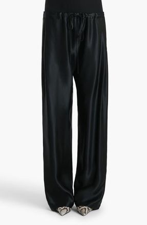 Khaite Rohen Satin Barrel Leg Drawstring Pants in Black at Nordstrom, Size Medium