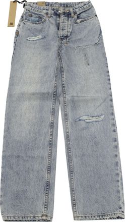 Ksubi Brooklyn Mid Rise Relaxed Straight Leg Jeans in Light Blue Denim