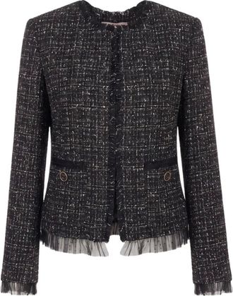 Twinset Jassen, Dames, Zwart, XL, Tweed, Boucl&eacute; Tweed Jas