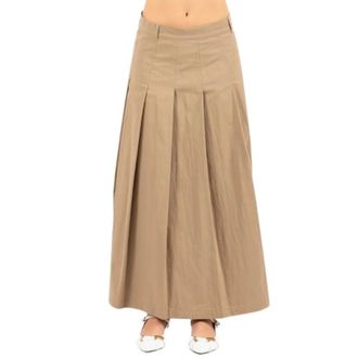 Max Mara Maxi Skirts, female, Brown, Size: 2XL Orme Pleated Skirt
