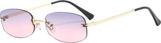 Generic Mens And Womens Small Frame Sunglasses Outdoor Vacation Driving Metal Sun Glasses(Pink)