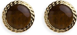Argento Vivo Bezel Stud Earrings in Gold/Tigers Eye at Nordstrom