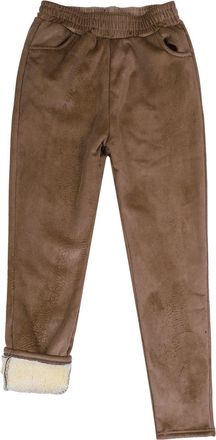 Generic Joggers Womens Warm Corduroy Trousers Thermal Fleece Lined Winter Corduroy Trousers Elastic Waist Cord Plain Casual Trouser Thick Straight Leg Sweatpa