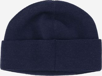 Valentino Garavani Mens Cotton And Wool Beanie With Logo Navy Hat