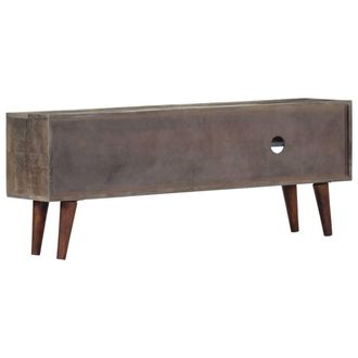 Berkfield Home TV Cabinet Grey 130x30x46 cm Solid Rough Mango Wood | Size: 130 x 30 x 46 cm