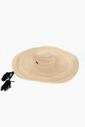 MONTEGALLO Straw ROSSELLA Hat with Fringed Strap size M