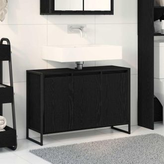 vidaXL vidaXL Mobile da Bagno Rovere Nero 90 x 30 x 60 cm Legno multistrato