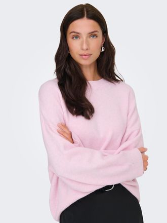 Jacqueline de Yong Strickpullover JDY JDYSONJA L/S O-NECK PULLOVER KNT NOOS, Damen, Gr. XS, pink lady detail:melange, Strick, Obermaterial: 57% Polyester, 26% Polyacryl,