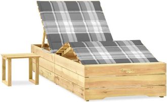 vidaXL Tumbona De Jard&iacute;n Con Mesa Y Coj&iacute;n De Madera De Pino Impregnada Vidaxl