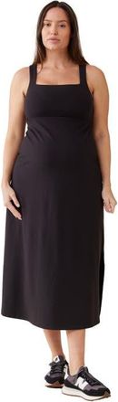 Ingrid & Isabel The Everyday Black Maternity Midi Dress at Nordstrom, Size X-Small
