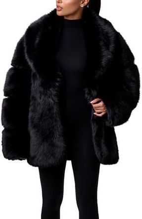 Naked Wardrobe Oversize Fur Jacket in Black at Nordstrom Rack, Size Medium