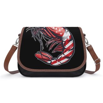 Generic Shrimp A-mericans Flag Crossbody Bags for Women Shoulder Messenger Bag Purse Handbags