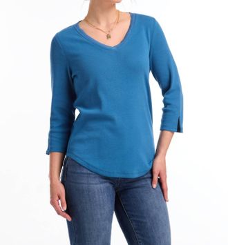 FDJ V-Neck Rib Top In Deep Teal