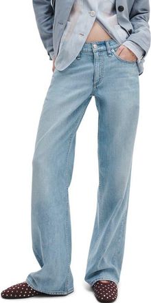 Rag & Bone Featherweight Cam Mid Rise Relaxed Straight Leg Jeans in Moon at Nordstrom, Size 24