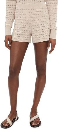 Barefoot Dreams Heathered Cotton Tulip Pointel Shorts Womens Shorts Heathered Stone : LG