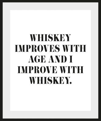 Queence Bild »WHISKEY« Humor Schriftzug Schwarz-Weiss Sprüche & Texte 1 Stk. tlg. HD Premium Poster-Druck inkl. Holzrahmen