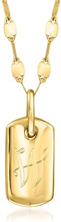 RS Pure by Ross-Simons Italian 10kt Yellow Gold Plain Puffed Dog Tag Necklace