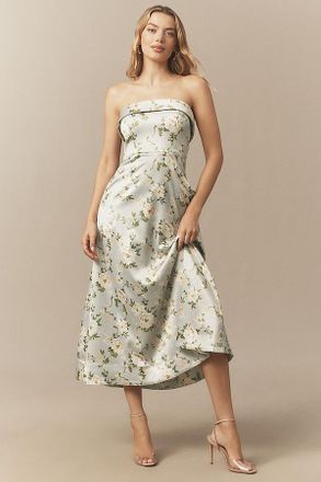 BHLDN Soma Strapless Stretch-Satin Fit & Flare Midi Dress